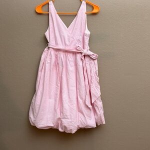 Ralph Lauren girls NWT Pink Seersucker Dress Sz 16 Sleeveless Balloon Hem